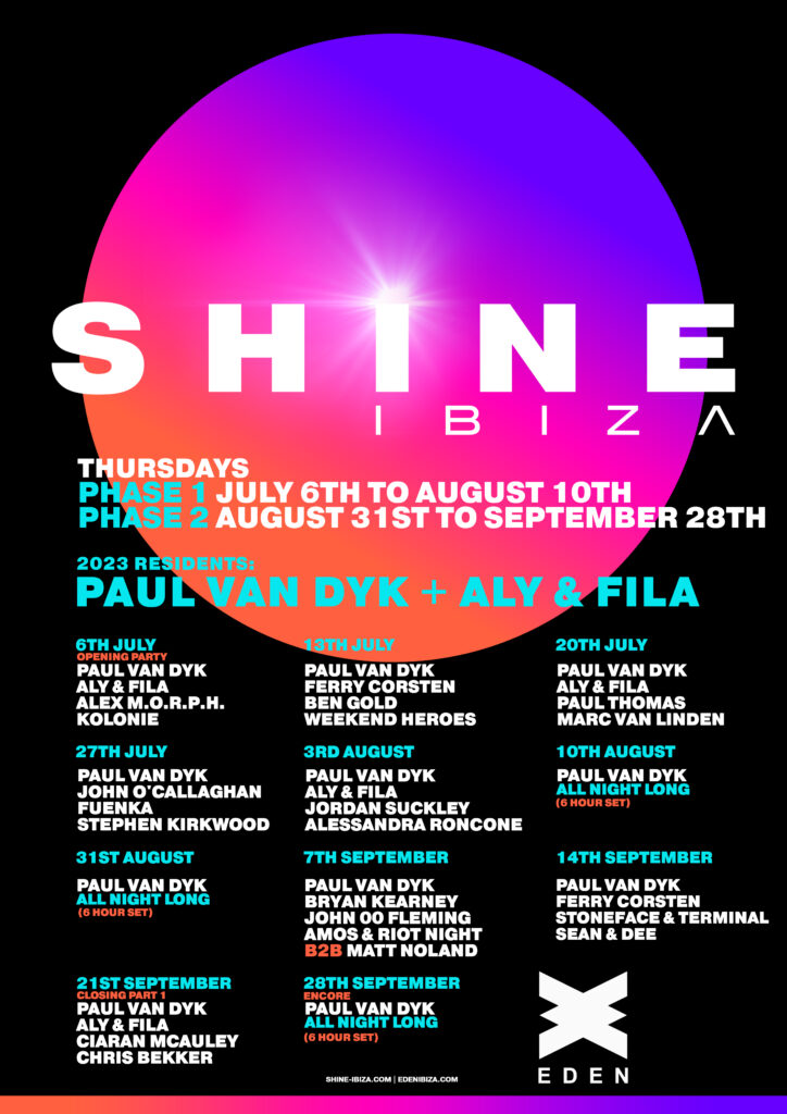 Wolkenkrabber Reis monster EDM Cave - PAUL VAN DYK ANNOUNCES SHINE IBIZA 2023, RETURNING TO EDEN FOR 11  SENSATIONAL WEEKS WITH SPECIAL GUESTS!